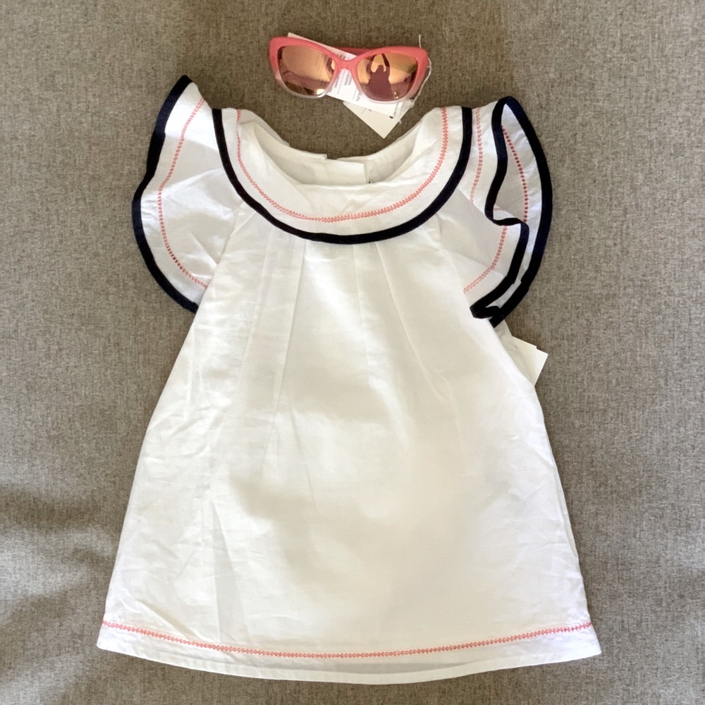 Janie and Jack Little Girls White Linen Dress
